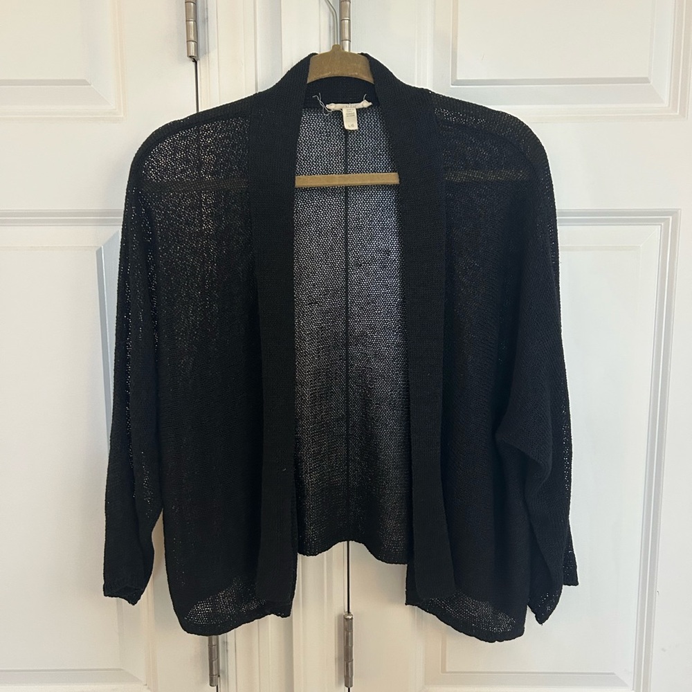 Eileen Fisher Black Open-Front Sweater